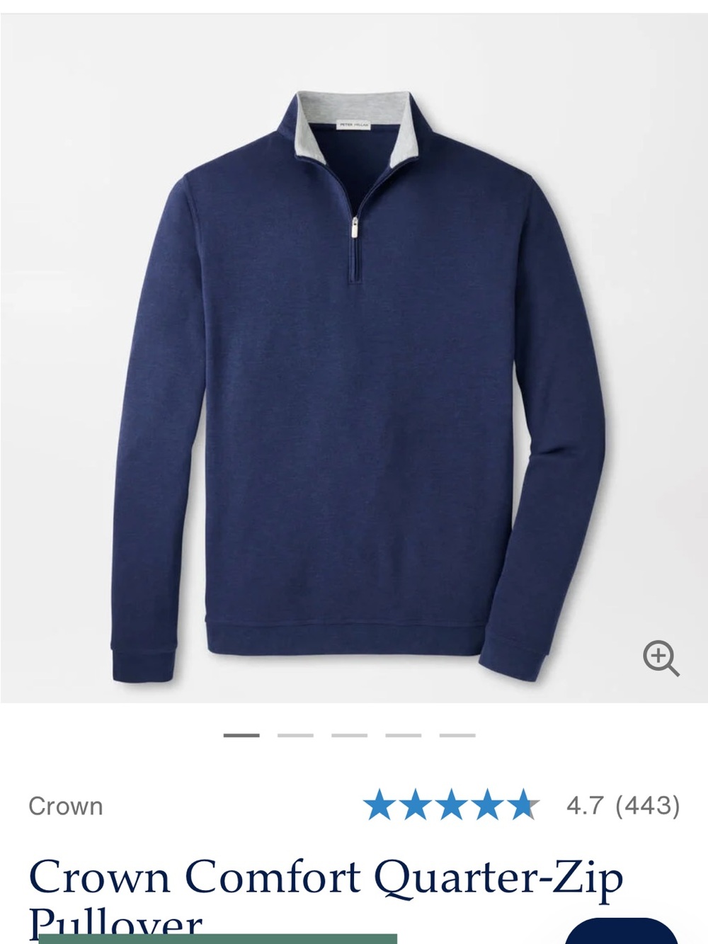 Peter Millar Navy Quarter-Zip Pullover with Contrast Inner Collar